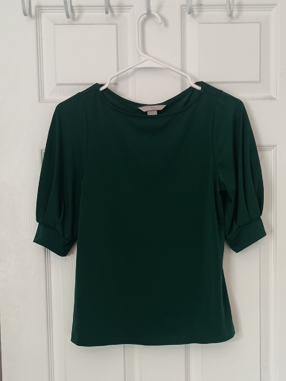 H&M Dark Green Puff Sleeve Short Sleeve Top